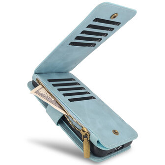 iPhone 16 - Aqua Blue - 2 in 1 Rits Book Case