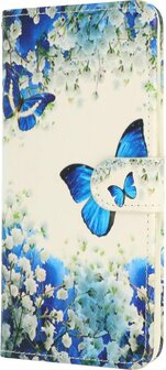 Samsung S21 FE - Book Case - Blauwe Vlinder