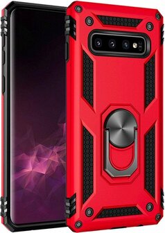 Samsung S10 Plus - Armor met Kickstand Ring - Rood