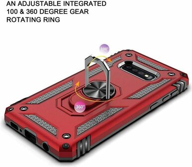 Samsung S10 Plus - Armor met Kickstand Ring - Rood