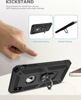 iPhone XS Max - Armor met Kickstand Ring - Zwart