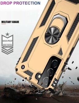 Samsung S22 Goud - Armor met Kickstand Ring