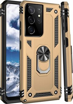 Samsung S22 Ultra Goud - Armor met Kickstand Ring