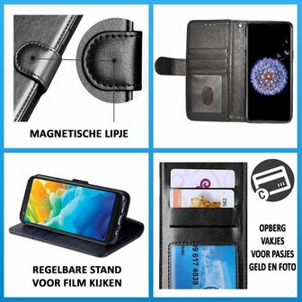 iPhone XS Max - Book Case met Rits - Uni Marmer