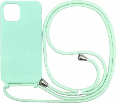 iPhone 12 Pro Max Turquoise - TPU Back Cover met Koord