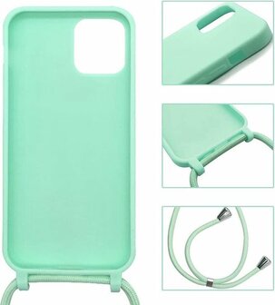 iPhone 12 Pro Max Turquoise - TPU Back Cover met Koord