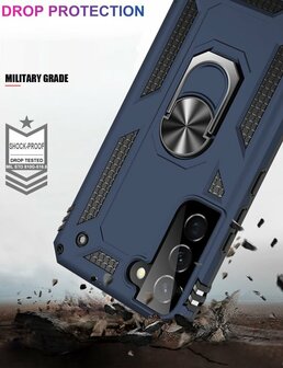 Samsung S22 Plus Blauw - Armor met Kickstand Ring