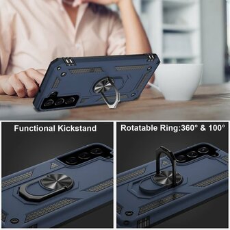 Samsung S22 Plus Blauw - Armor met Kickstand Ring