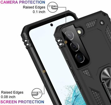 Samsung S22 Plus Zwart - Armor met Kickstand Ring