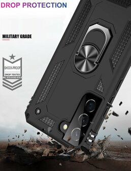 Samsung S22 Plus Zwart - Armor met Kickstand Ring