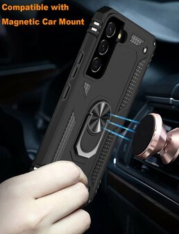 Samsung S22 Plus Zwart - Armor met Kickstand Ring