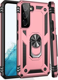 Samsung S22 Plus Ros&eacute;goud - Armor met Kickstand Ring