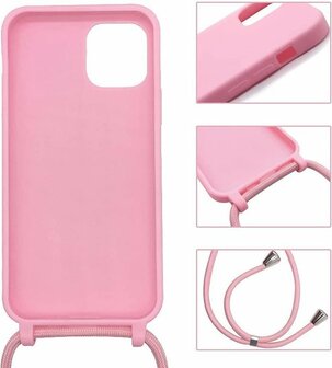 iPhone 12 Pro Max Roze - TPU Cover met Koord