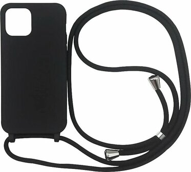 iPhone 12 Pro Max Zwart - TPU Cover met Koord