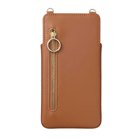 Samsung A13 5G Bruin - Schouder Tas met Rits &amp; Koord