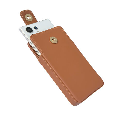 Samsung A13 5G Bruin - Schouder Tas met Rits &amp; Koord