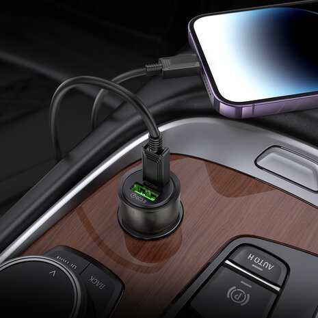 iPhone 5, 5s &amp; SE - Type C naar Lightning Kabel (1 Meter) &amp; Z52 Autolader - Zwart