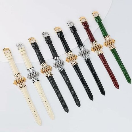 Lederen Band voor 42/44/45/49 mm - Effen Groen