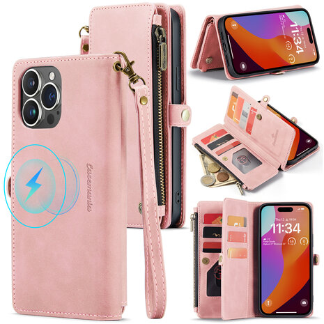 iPhone 15 Pale Pink - MagSafe Book Case met Rits