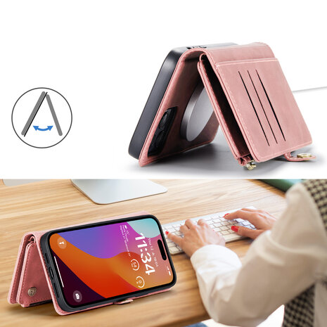 iPhone 15 Pale Pink - MagSafe Book Case met Rits