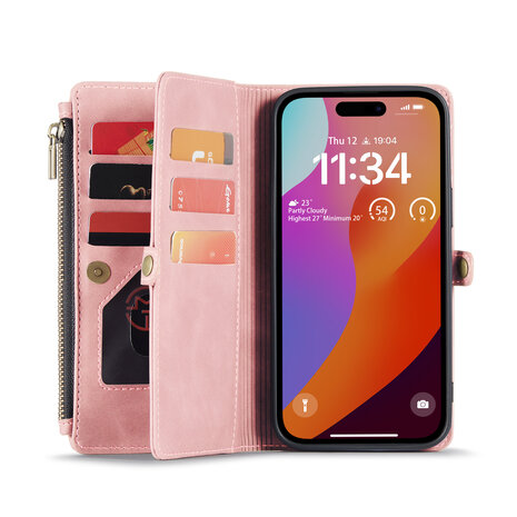 iPhone 15 Pale Pink - MagSafe Book Case met Rits