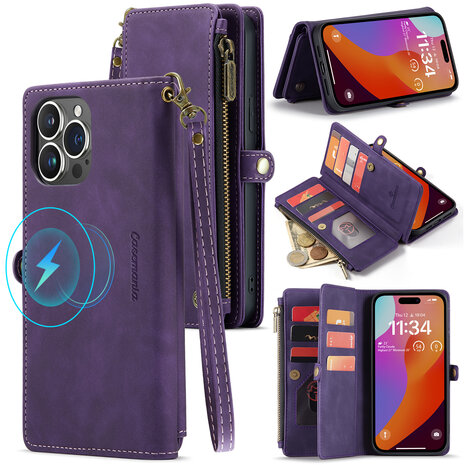 iPhone 15 Deep Purple - MagSafe Book Case met Rits