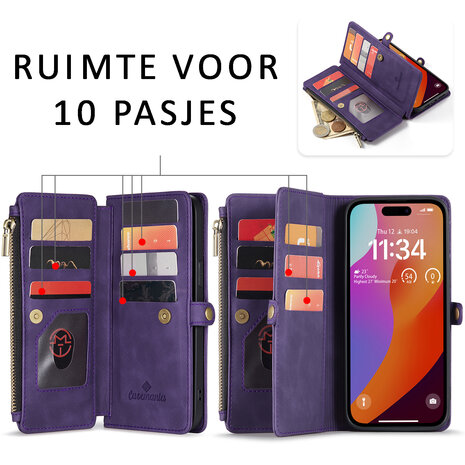 iPhone 15 Deep Purple - MagSafe Book Case met Rits