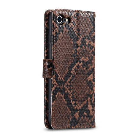 iPhone SE 2022 Bruin - Slangen Book Case