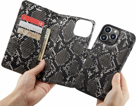 iPhone 13 Pro Max Zwart - 2 in 1 Slangen Book Case