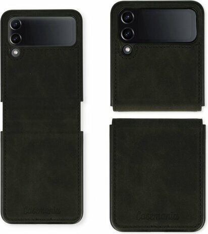 Samsung Z Flip 4 Charcoal Gray - Kunstlederen Back Cover