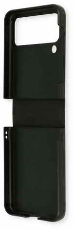 Samsung Z Flip 4 Charcoal Gray - Kunstlederen Back Cover