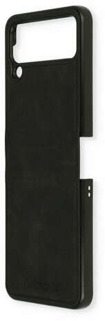 Samsung Z Flip 4 Charcoal Gray - Kunstlederen Back Cover