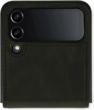 Samsung Z Flip 4 Charcoal Gray - Kunstlederen Back Cover