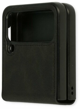 Samsung Z Flip 4 Charcoal Gray - Kunstlederen Back Cover
