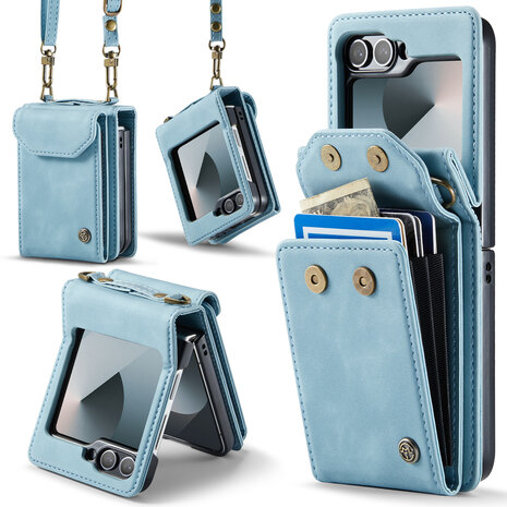 Samsung Flip 6 - Aqua Blue - Book Case met Koord