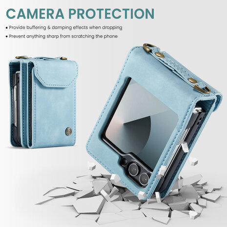 Samsung Flip 6 - Aqua Blue - Book Case met Koord