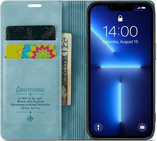 iPhone 13 Pro Max Aqua Blue - Book Case