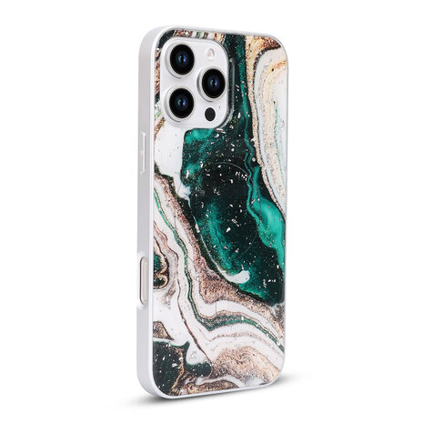 iPhone 16 Pro Max - Groen - Camera Marmer MagSafe Back Cover