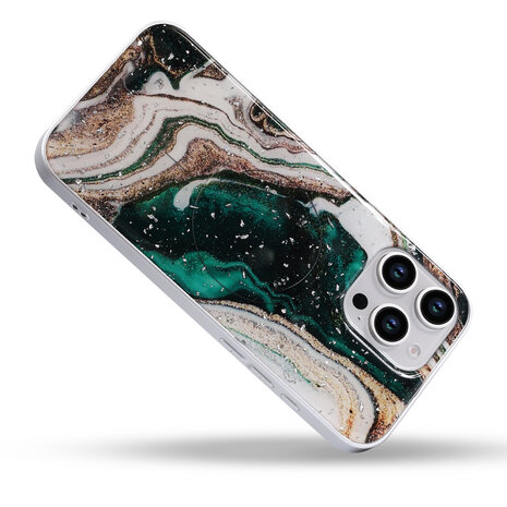 iPhone 16 Pro Max - Groen - Camera Marmer MagSafe Back Cover