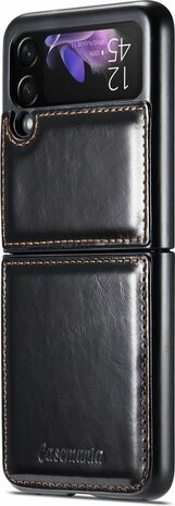 Samsung Z Flip 3 Charcoal Gray - Kunstlederen Back Cover