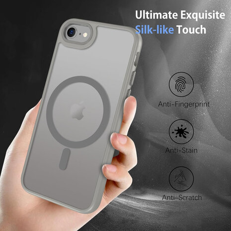 iPhone SE 2022 - Grijs - MagSafe Matte Armor met Cam Bescherming