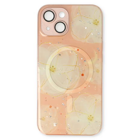 iPhone 14 Roze - MagSafe TPU Marmer