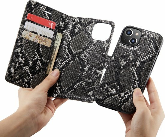iPhone 13 Mini Zwart - 2 in 1 Slangen Book Case