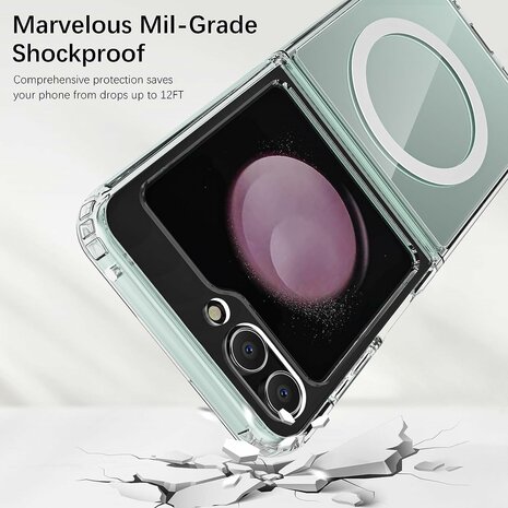 Samsung Z Flip 5 Transparant - Back Cover - Geschikt voor MagSafe