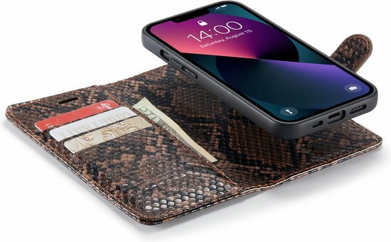iPhone 13 Mini Bruin - 2 in 1 Slangen Book Case
