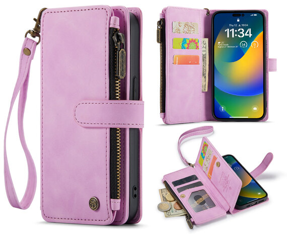 iPhone 14 Pro Pastel Lila - Book Case met Rits