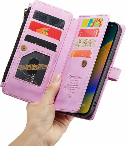 iPhone 14 Pro Pastel Lila - Book Case met Rits