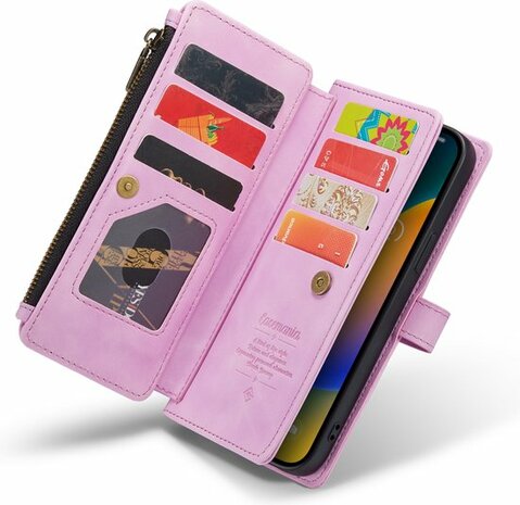 iPhone 14 Pro Pastel Lila - Book Case met Rits