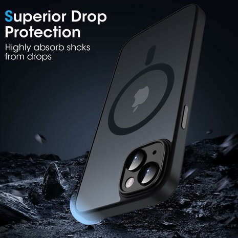 iPhone 15 - Zwart - Matte Armor - Geschikt voor MagSafe