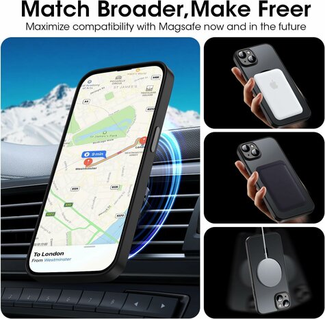 iPhone 15 - Zwart - Matte Armor - Geschikt voor MagSafe